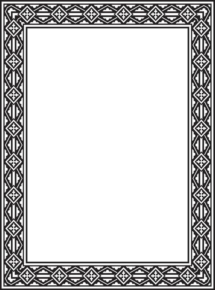 black monochrome square classic renaissance ornament. Rectangle, europe vector