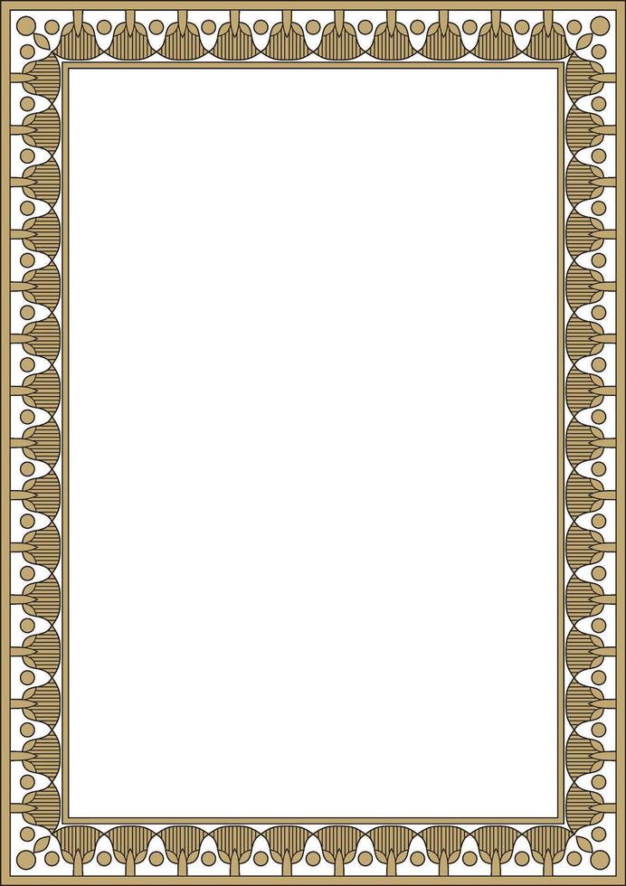 gold with black square Egyptian ornament. Rectangle, frame, ancient Egypt vector