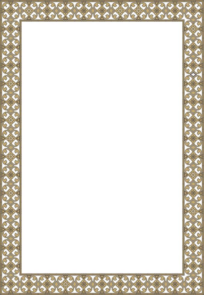 square gold and black ancient Russian ornament. Slavic rectangle, border, frame. Painti royal chambers. vector