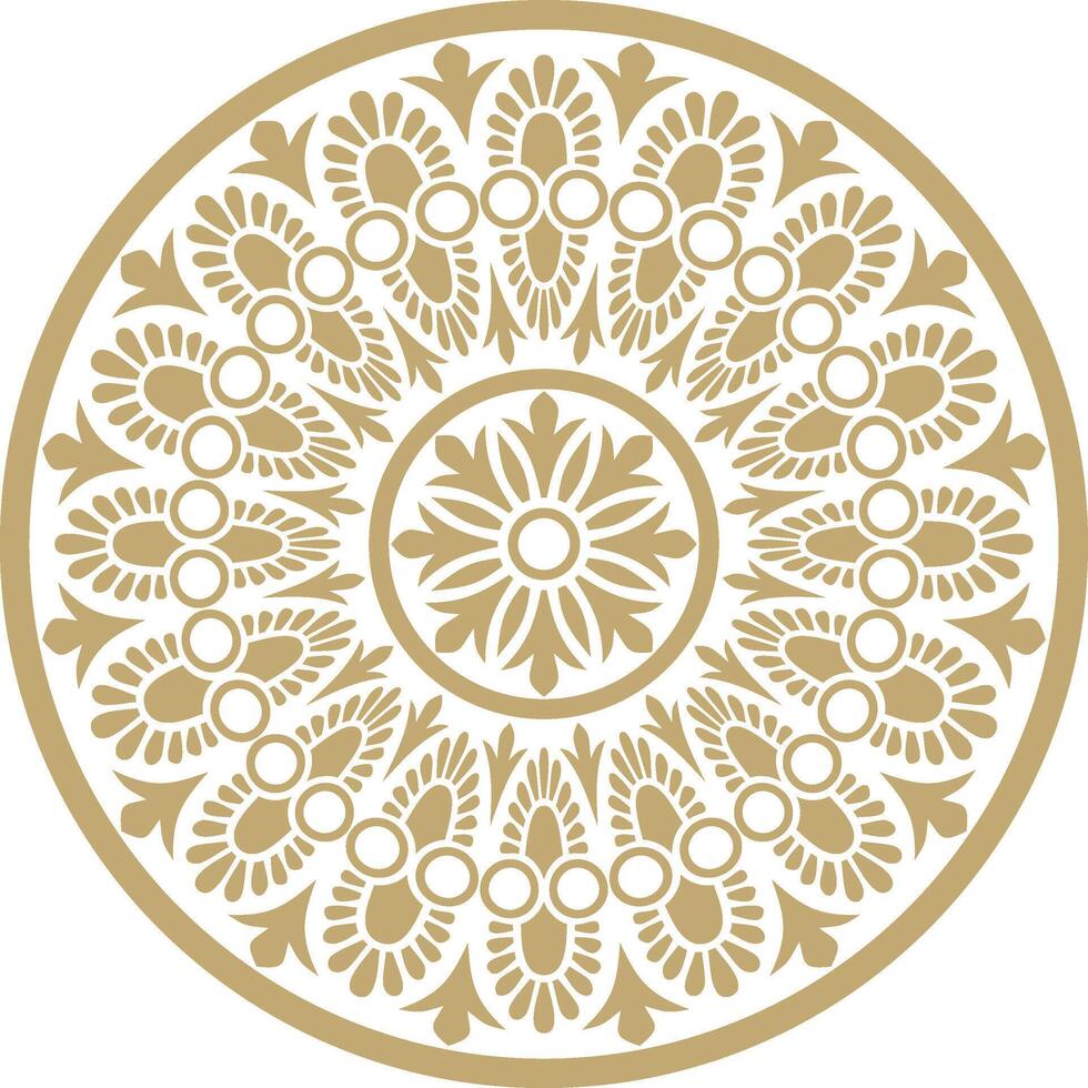 Classic Greek golden round ornament. pattern, circle of ancient Hellenes. European border - ring vector