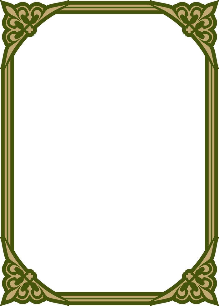 Classic Greek green and gold square ornament. pattern, ancient Hellenic rectangle vector