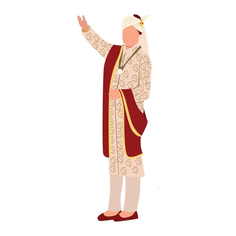 Cartoon Indian Groom in Sherwani and Pagdi vector