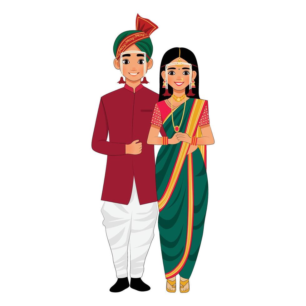 Marathi wedding couple vector