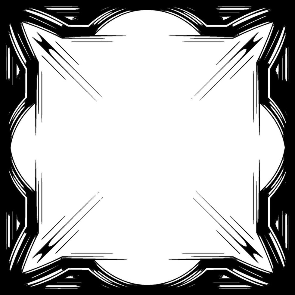 Art Deco Frame With Empty Space, Black and Silver, Illustration vector