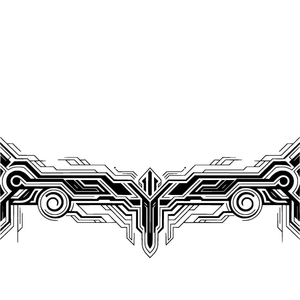Abstract Tech Border, Futuristic Black White Pattern vector