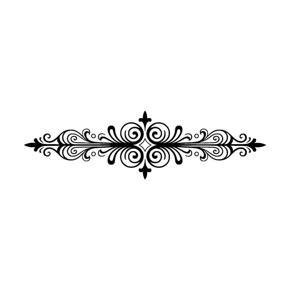 Elegant Floral Ornament, Black Scrollwork on White Background vector