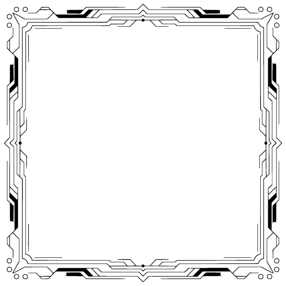 Futuristic Tech Frame, Minimalist Border on White, for Digital Graphics vector