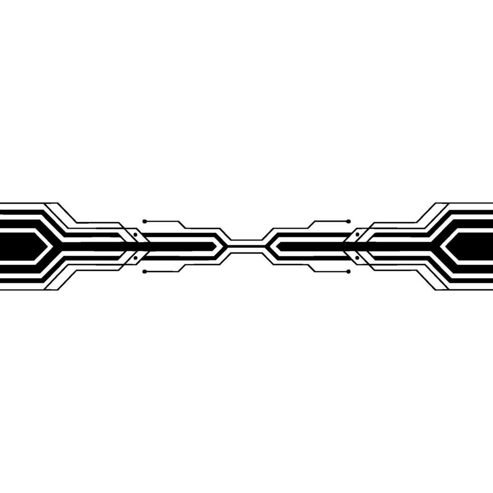 Abstract Tech Circuit Border Black Lines on White Background vector