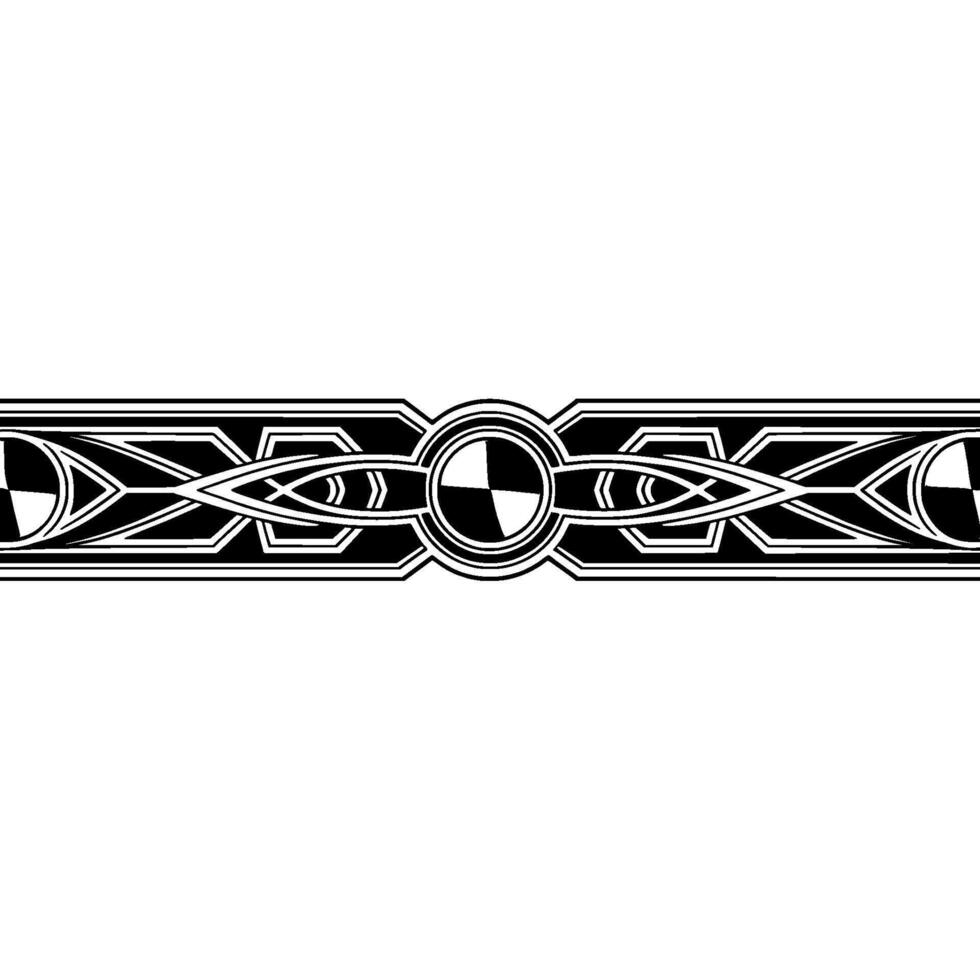 Art Deco Border Geometric Silver and Black Ornament on White vector