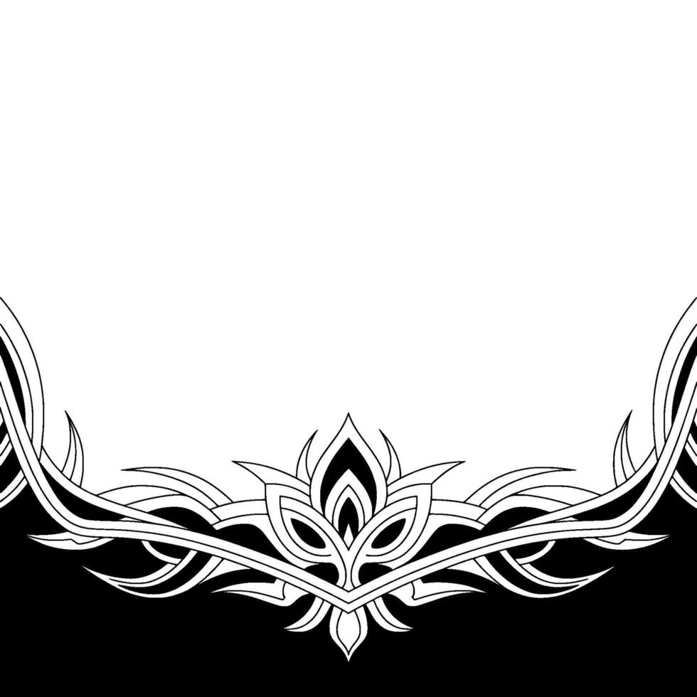 Abstract Floral Border, Black White, Ornamental vector