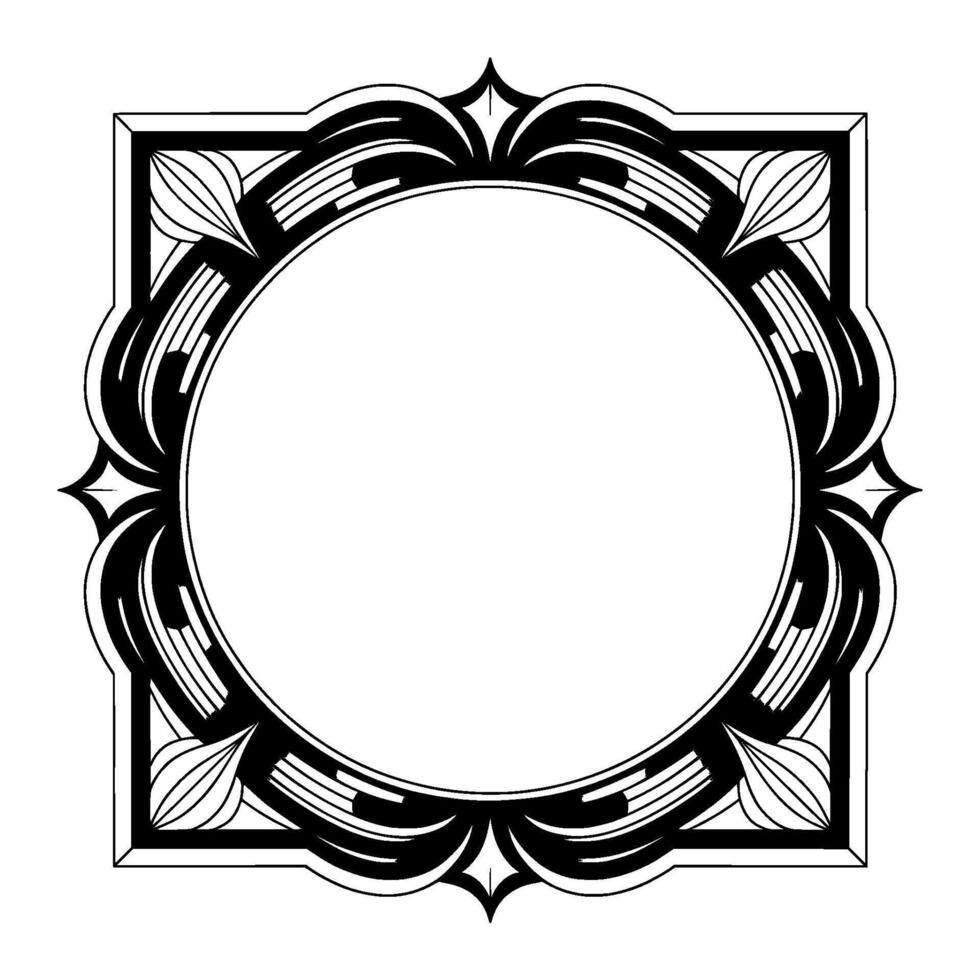 Art Deco Frame Circular Center, Monochrome Ornament, Elegant vector