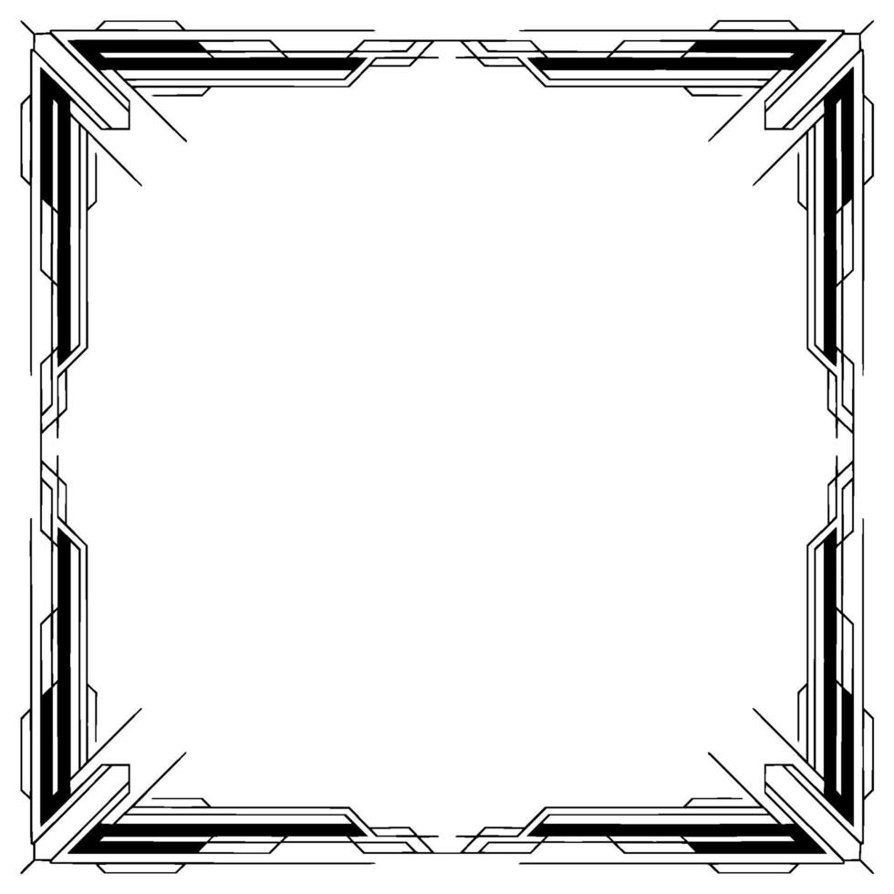 Art Deco Border Frame Geometric Lines, Elegant Black White vector