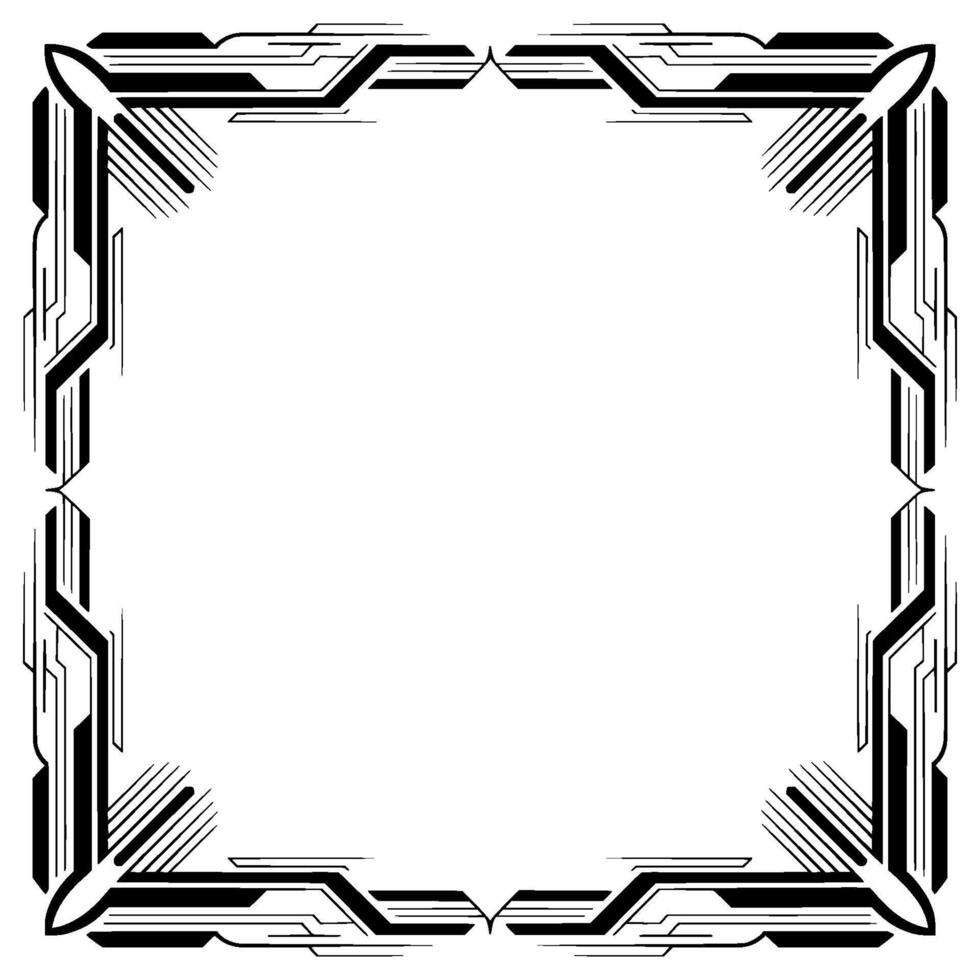 Geometric Art Deco Border, Black and White Frame, Modern vector