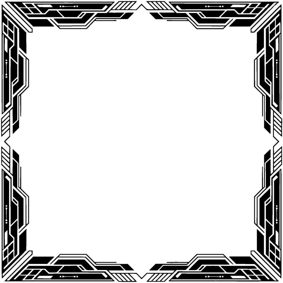 Futuristic Tech Frame, Geometric Cyberpunk Border, White Space, vector