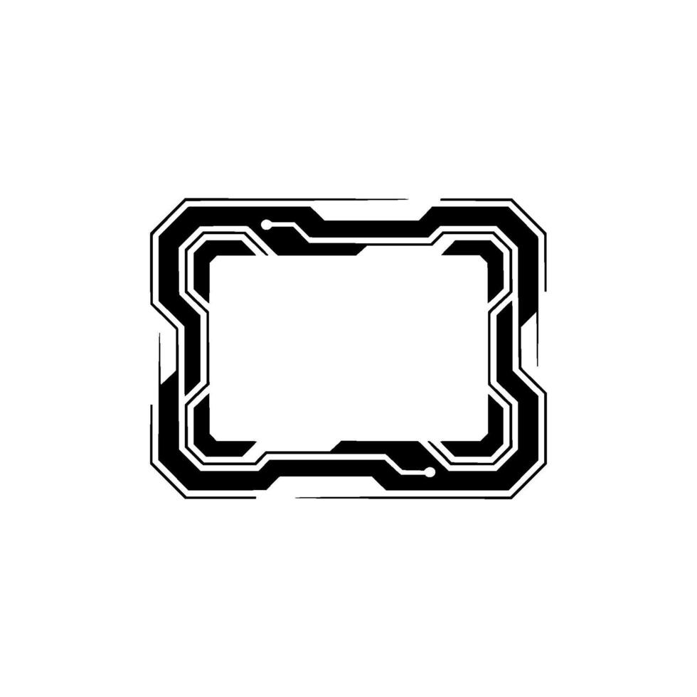 Tech Frame Futuristic Black White Circuit Board vector