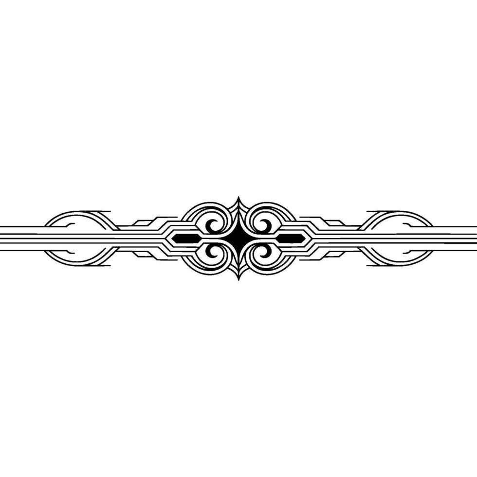 Art Deco Ornament, Elegant Line Art Element on White vector