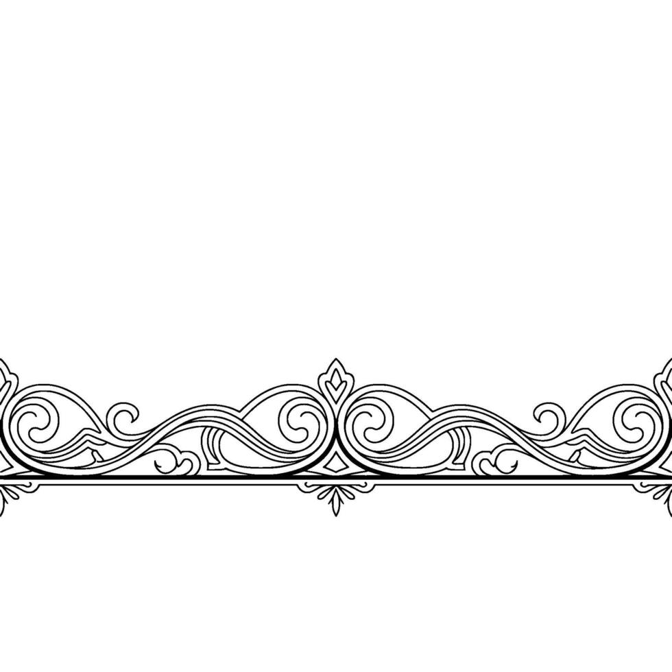 Elegant Black and White Swirl Border , Decorative Line Art vector