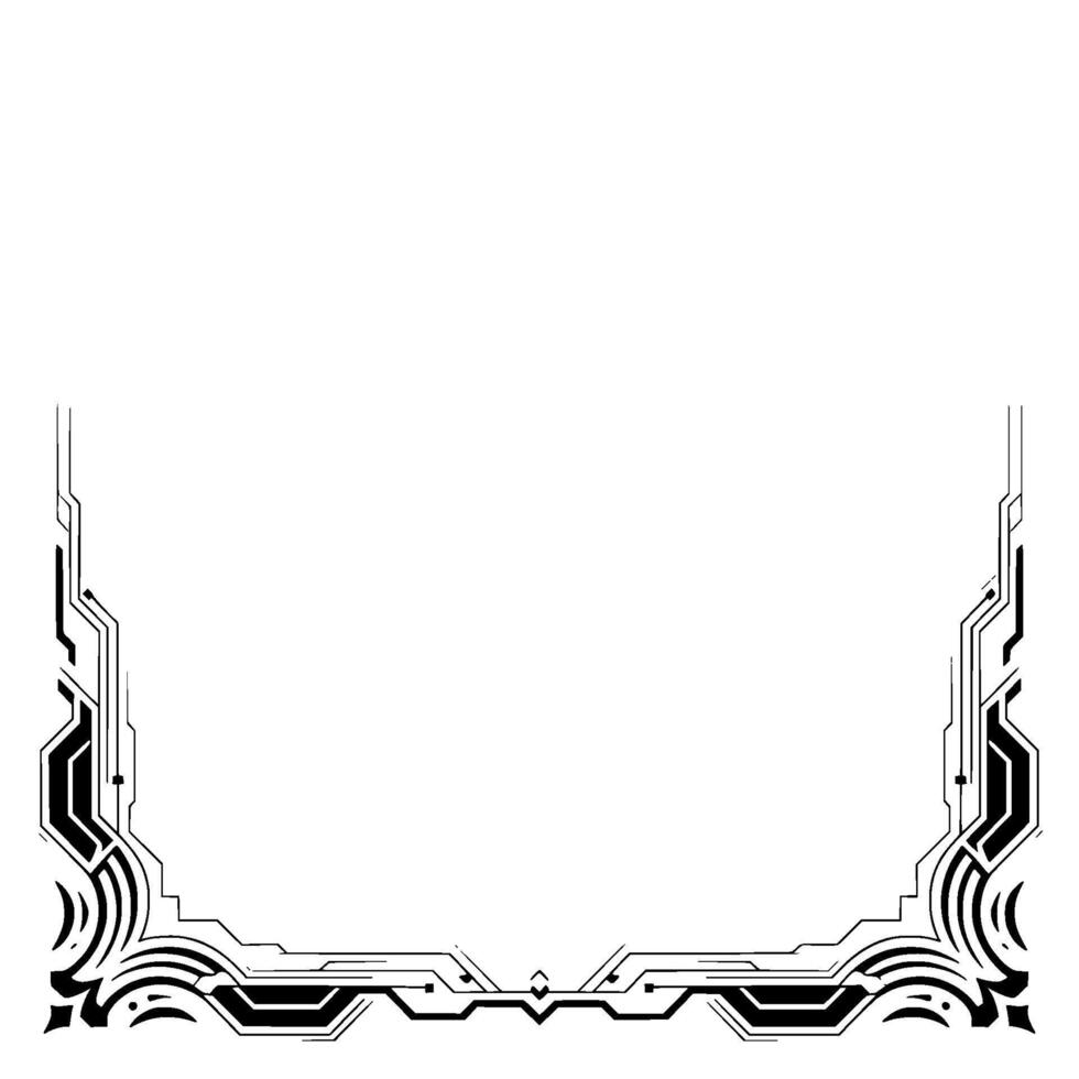 Futuristic Tech Frame , Monochromatic Border, Digital Ui Element vector