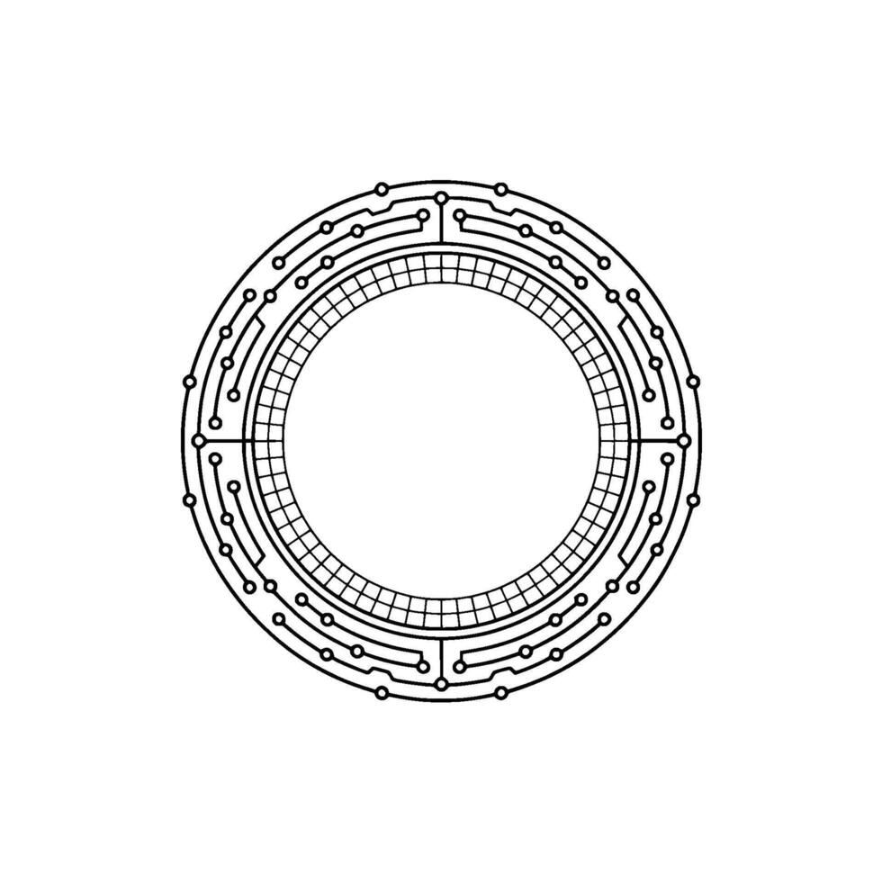 Abstract Tech Circuit Circle in Minimalist Style vector