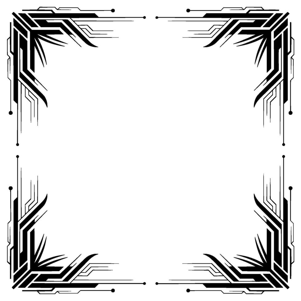 Abstract Tech Frame Black White Geometric vector