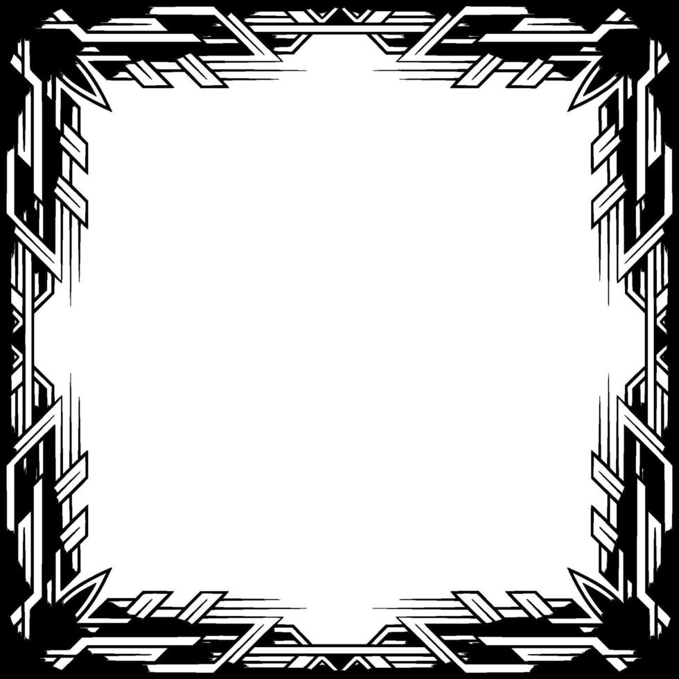 Art Deco Geometric Frame, Elegant Border in Silver and Black vector