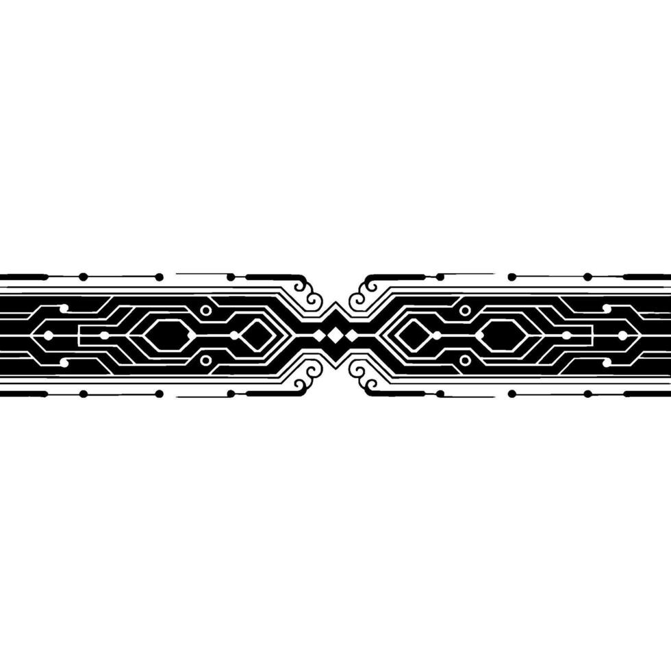 Elegant Tech Circuit Board , Black and White Minimalist vector