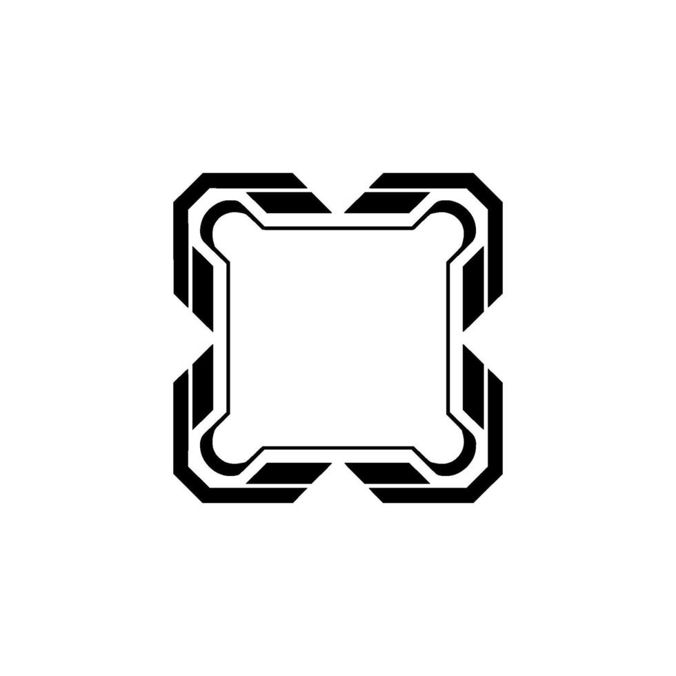 Modern Tech Frame Element With Geometric Shapes on Light Background vector