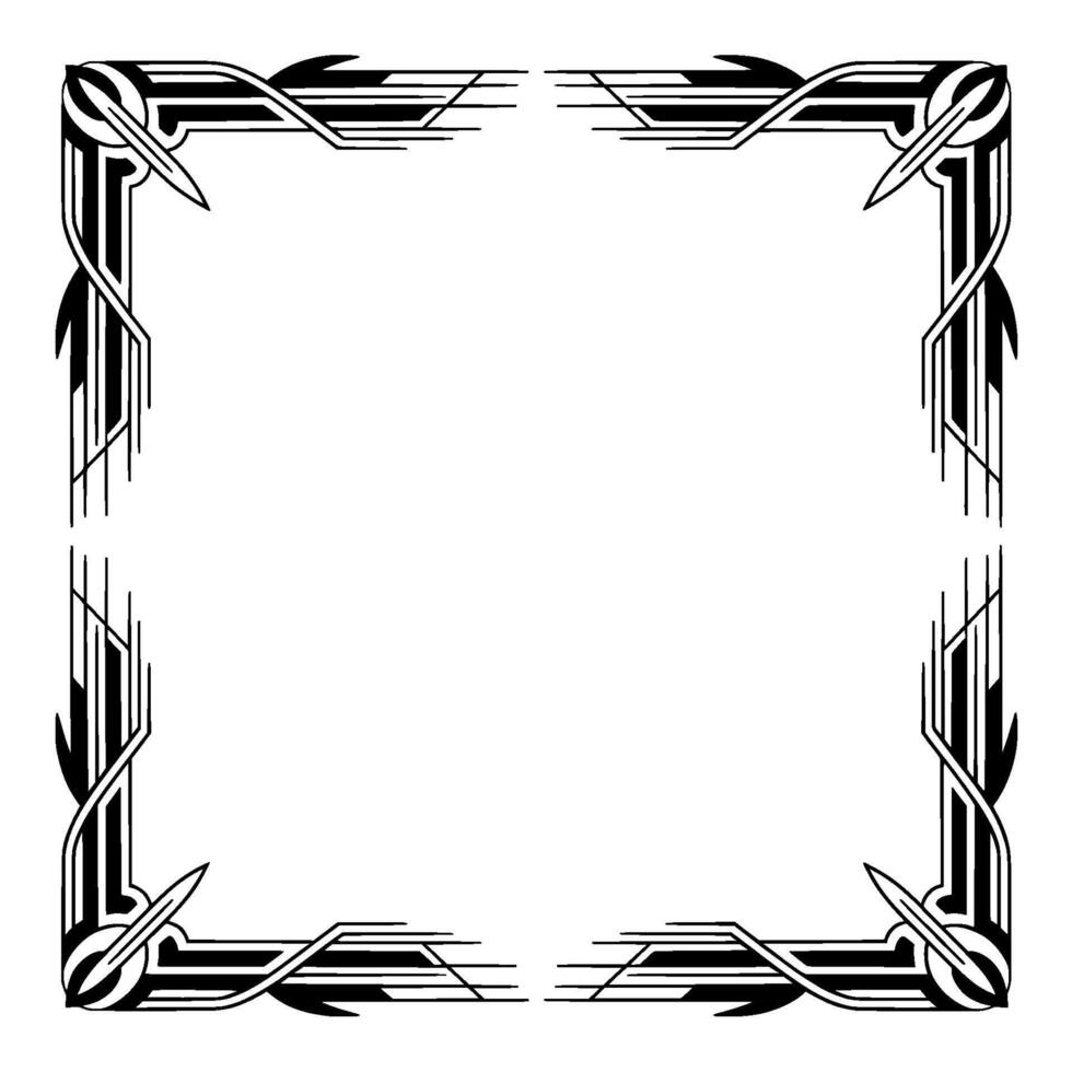 Art Deco Frame , Black White, Geometric, Blank Space, Elegant Border vector