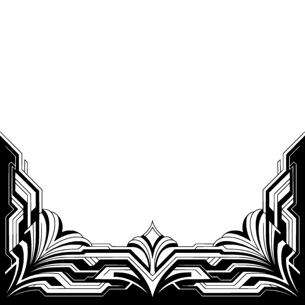Art Deco Corner Frame Geometric Flourishes, Black White, Invitation vector