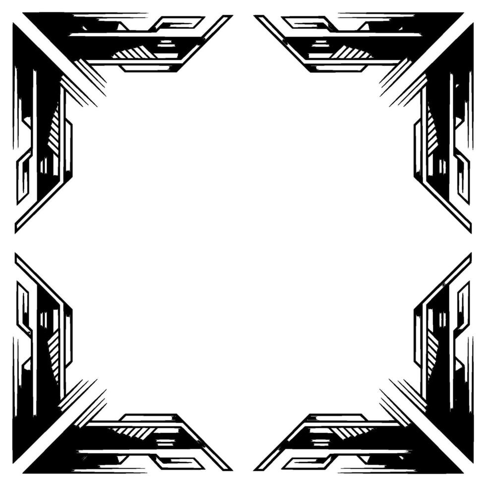 Futuristic Tech Frame Grayscale Geometric Corner Border vector
