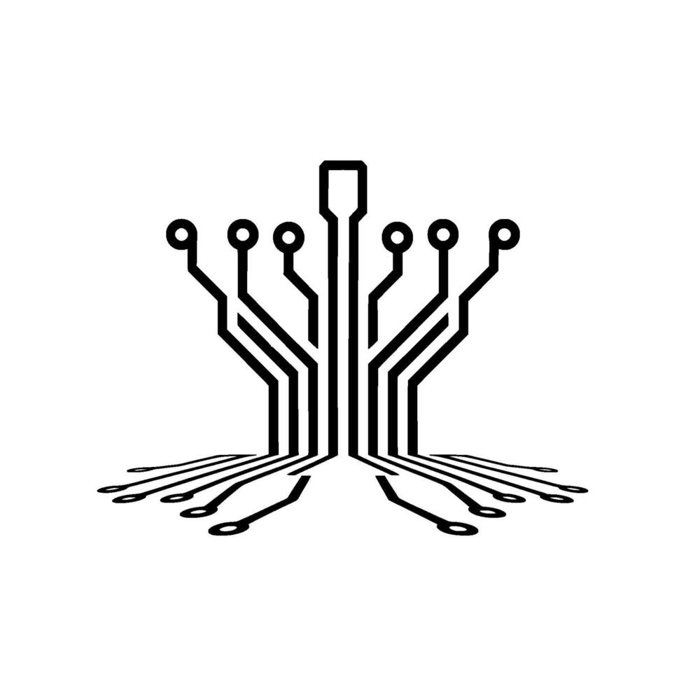 Modern Tech Circuitry Minimalist Circuit Board on White Background vector