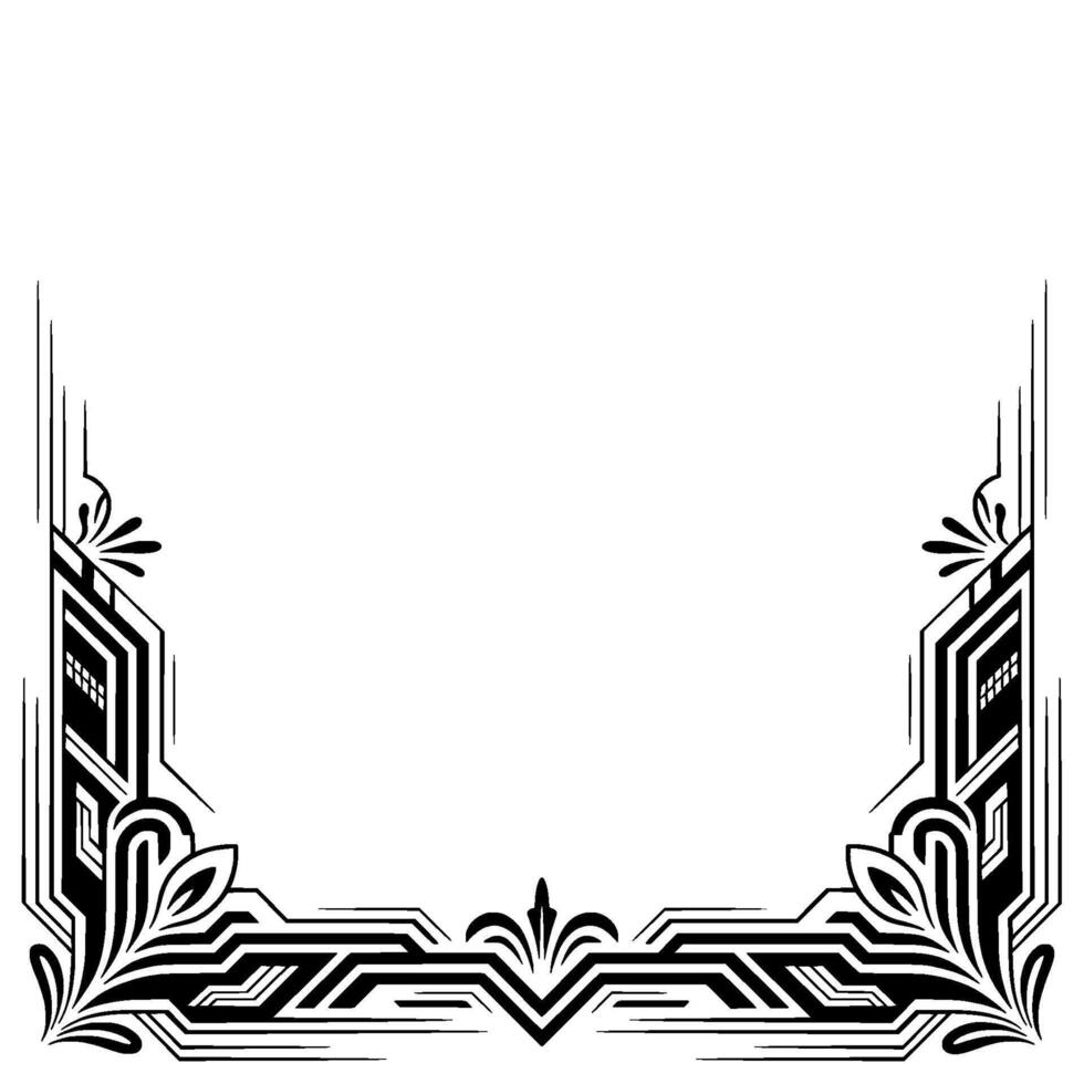 Art Deco Frame Border, Black White Decorative , Empty Space for Text vector