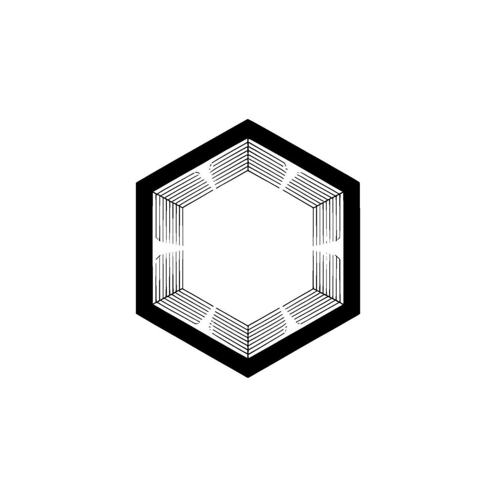 Abstract Hexagon With Rays, Minimalist Geometric Illustration vector
