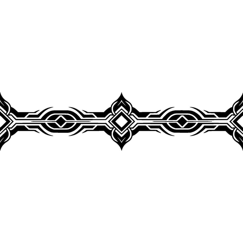 Geometric Tribal Line Art Decorative Border Element on White vector