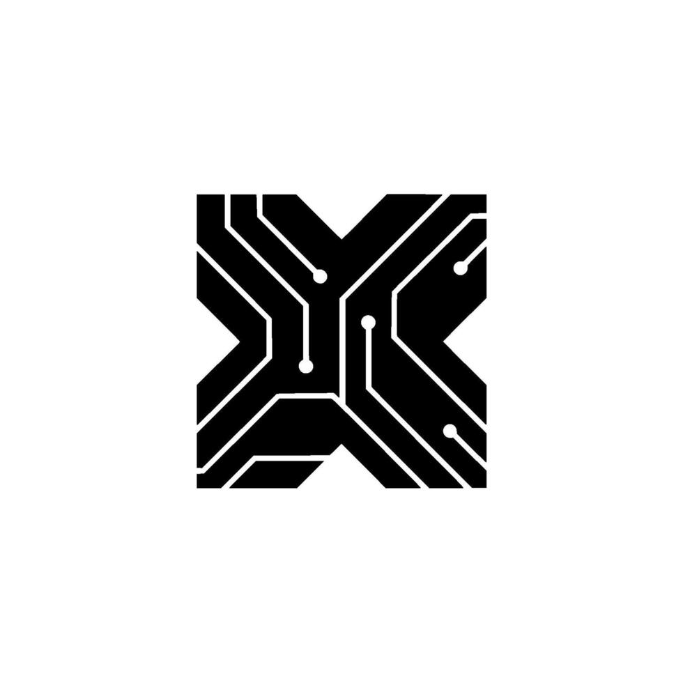 Modern Tech Abstract Circuit Board in Black and White vector