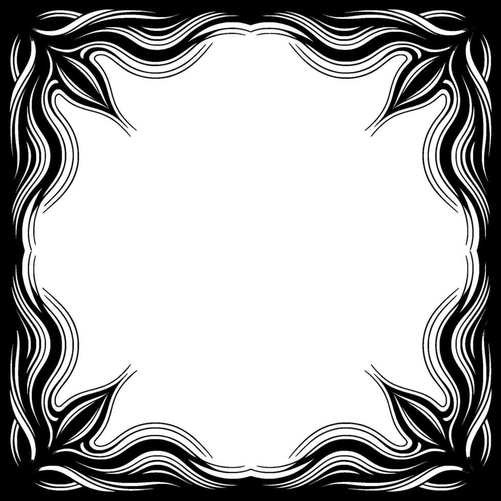Elegant Black Silver Swirl Frame, Decorative Border, Element vector