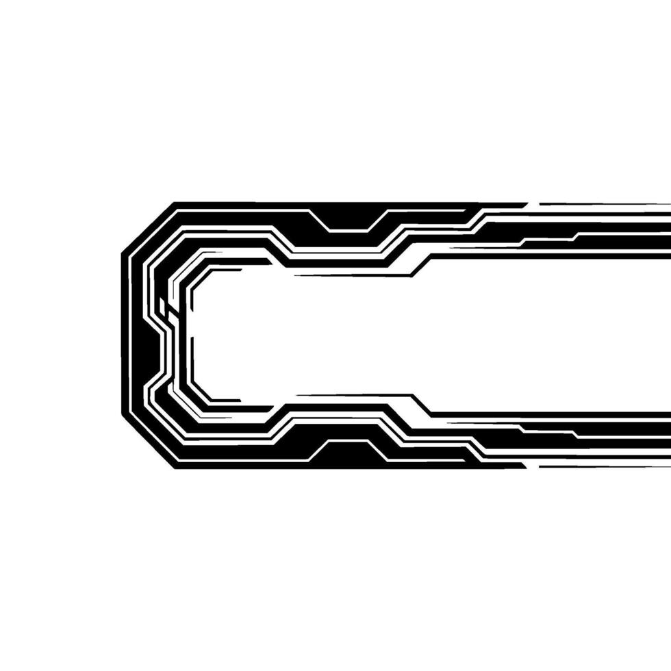 Futuristic Tech Frame Sleek Black Lines on White Background, Minimalist vector