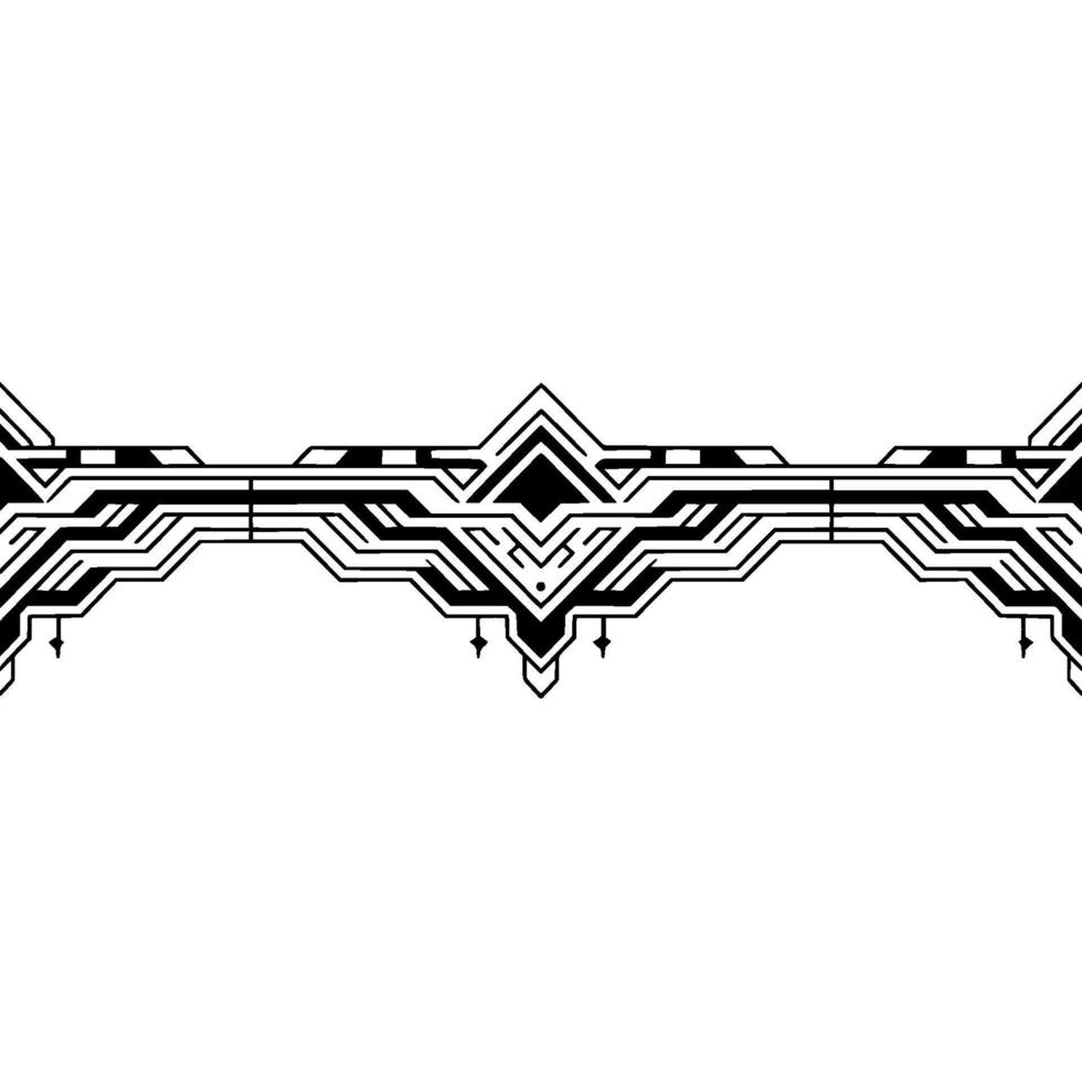 Geometric Border Abstract Techinspired Symmetry on White Background vector