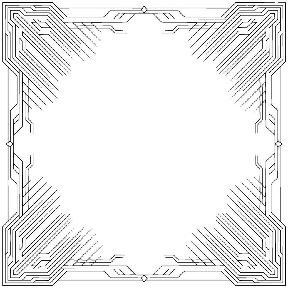 Art Deco Frame With Geometric Lines, Modern Elegant Border vector
