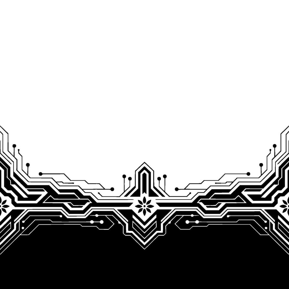 Abstract Circuitry Black White Tech Background vector