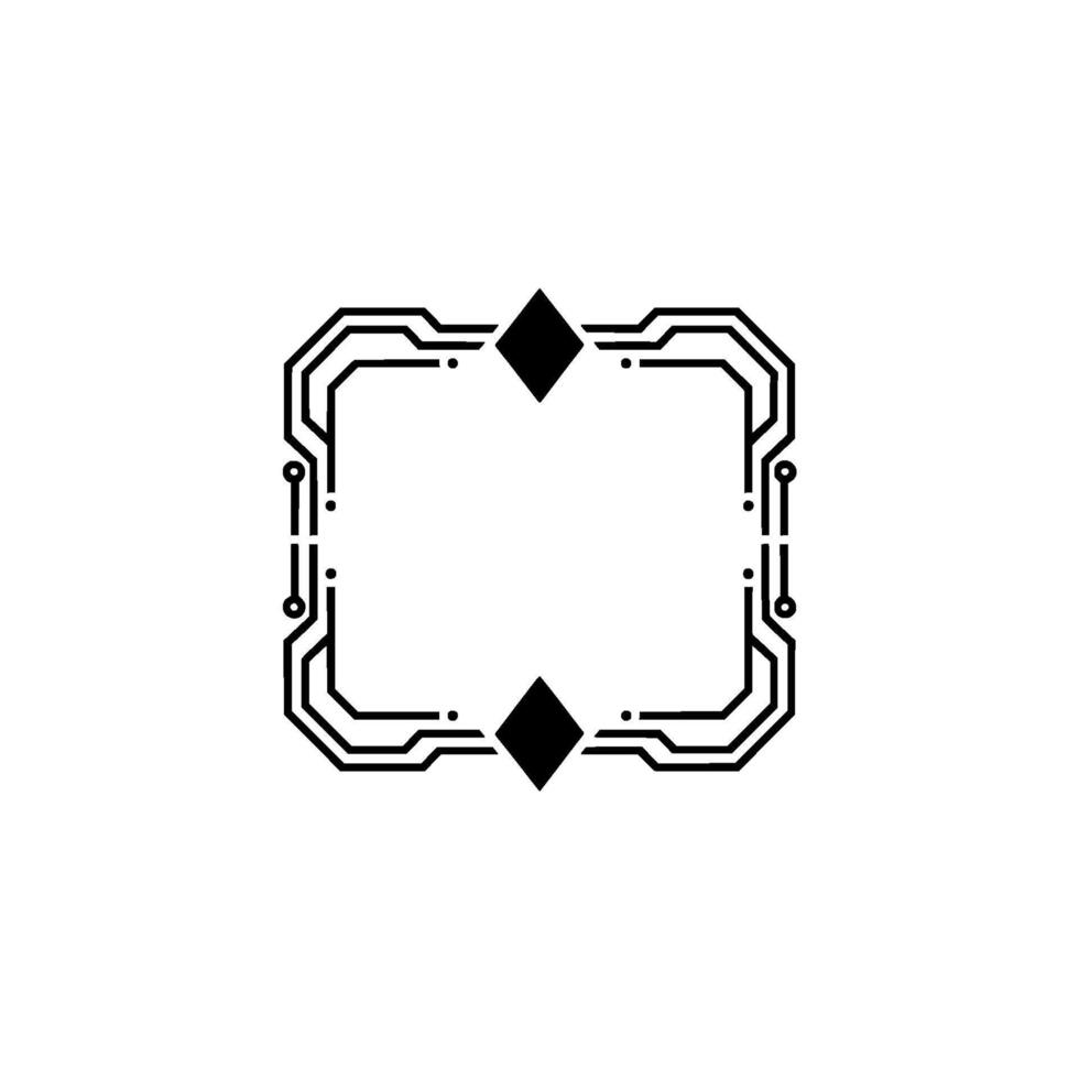 Minimalist Tech Frame With Diamonds, on Gray vector