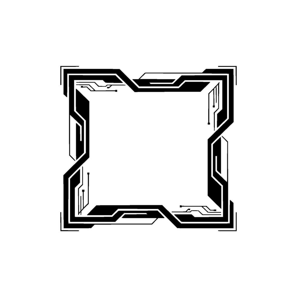 Futuristic Tech Frame With Circuit Board Details, Abstract on White vector