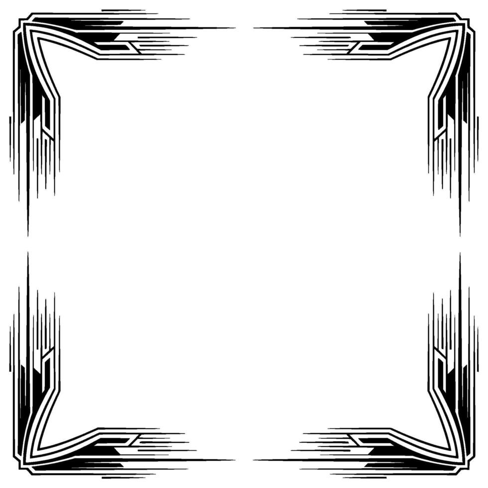 Art Deco Frame With Modern Black Lines, Border, Elegant vector