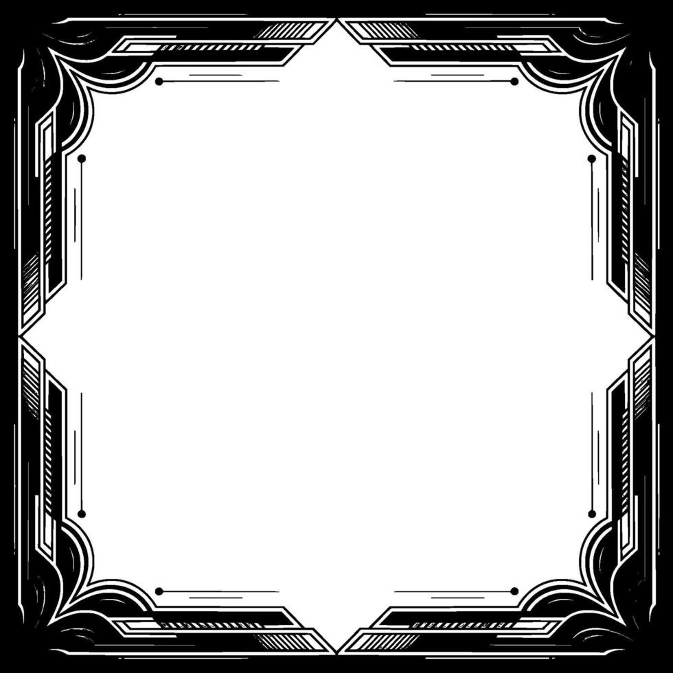 Art Deco Frame Elegant Black White Border, Modern Vintage vector