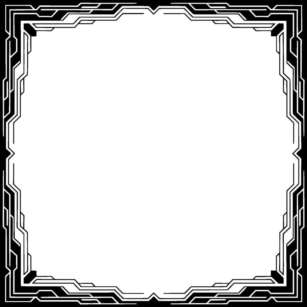 Modern Geometric Border in Black and White, Techy vector