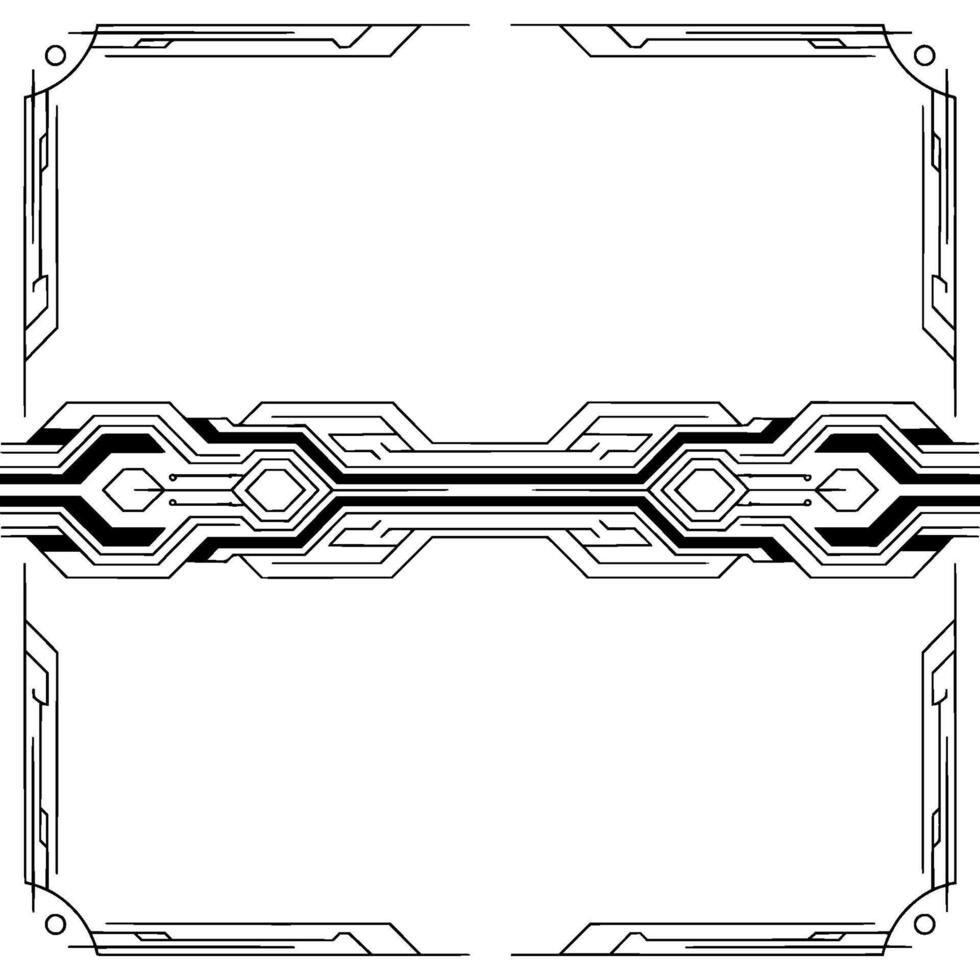 Futuristic Tech Border , Circuit Board Elements, Minimalist Style vector