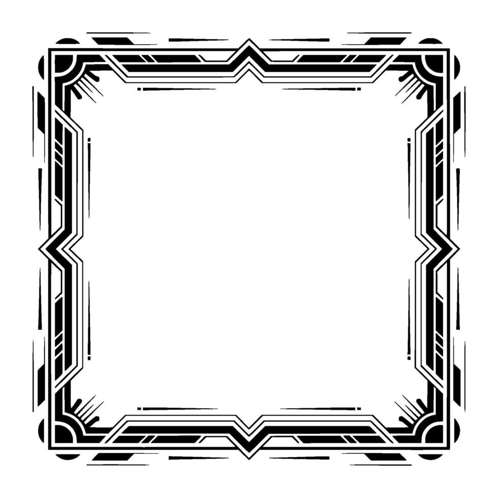 Art Deco Frame Geometric Border, Black White, vector