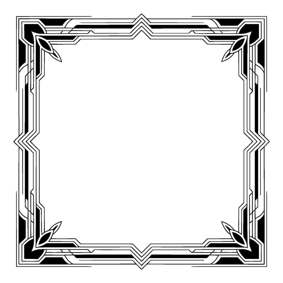 Art Deco Frame, Black White, Geometric Border, Blank Space vector