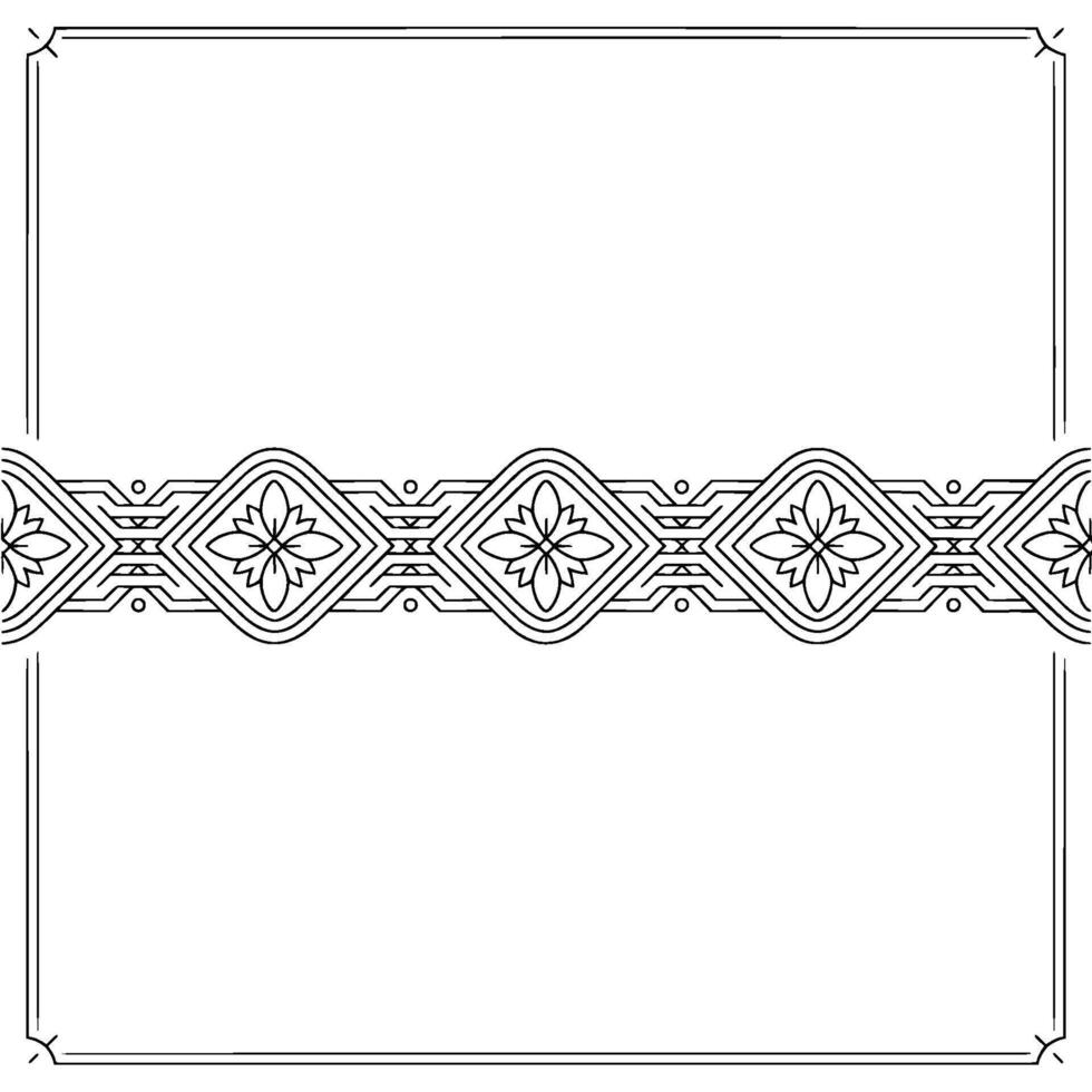 Elegant Floral Bordered Template Black and White vector
