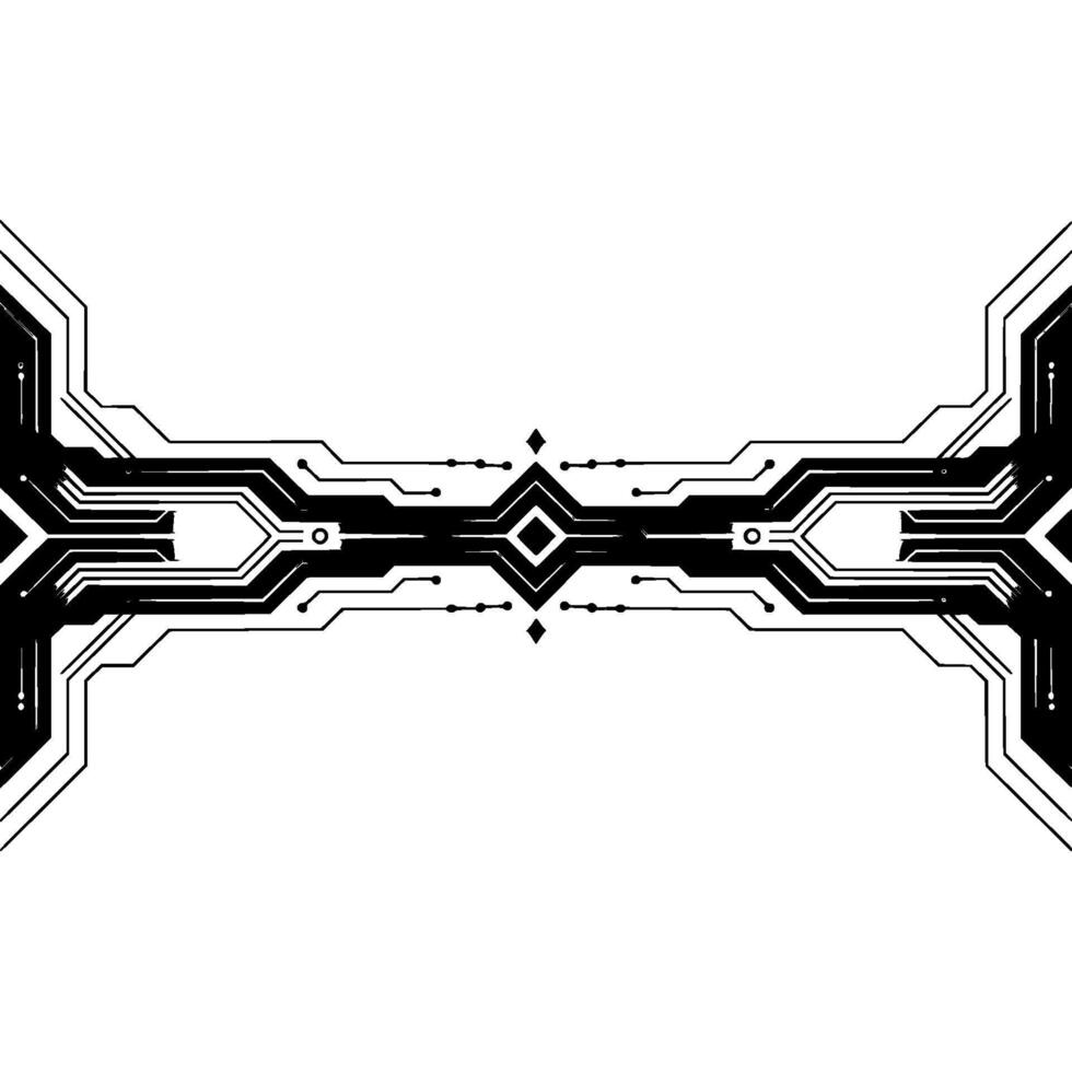 Geometric Tech Abstract Background, Black and White Circuitry vector
